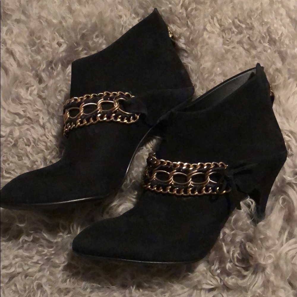 Gold and black booties